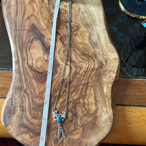 Vintage 925 Navajo Bird Pendant with Feathers and Blue Stone - Picture 5 of 7